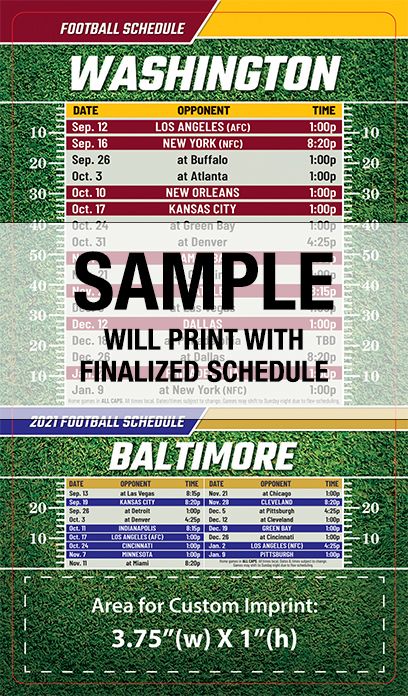 ReaMark Products: Washington-Baltimore Full Magnet Football Schedule